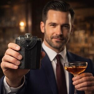 Coach Black Leather Flask Holder